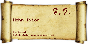 Hohn Ixion névjegykártya